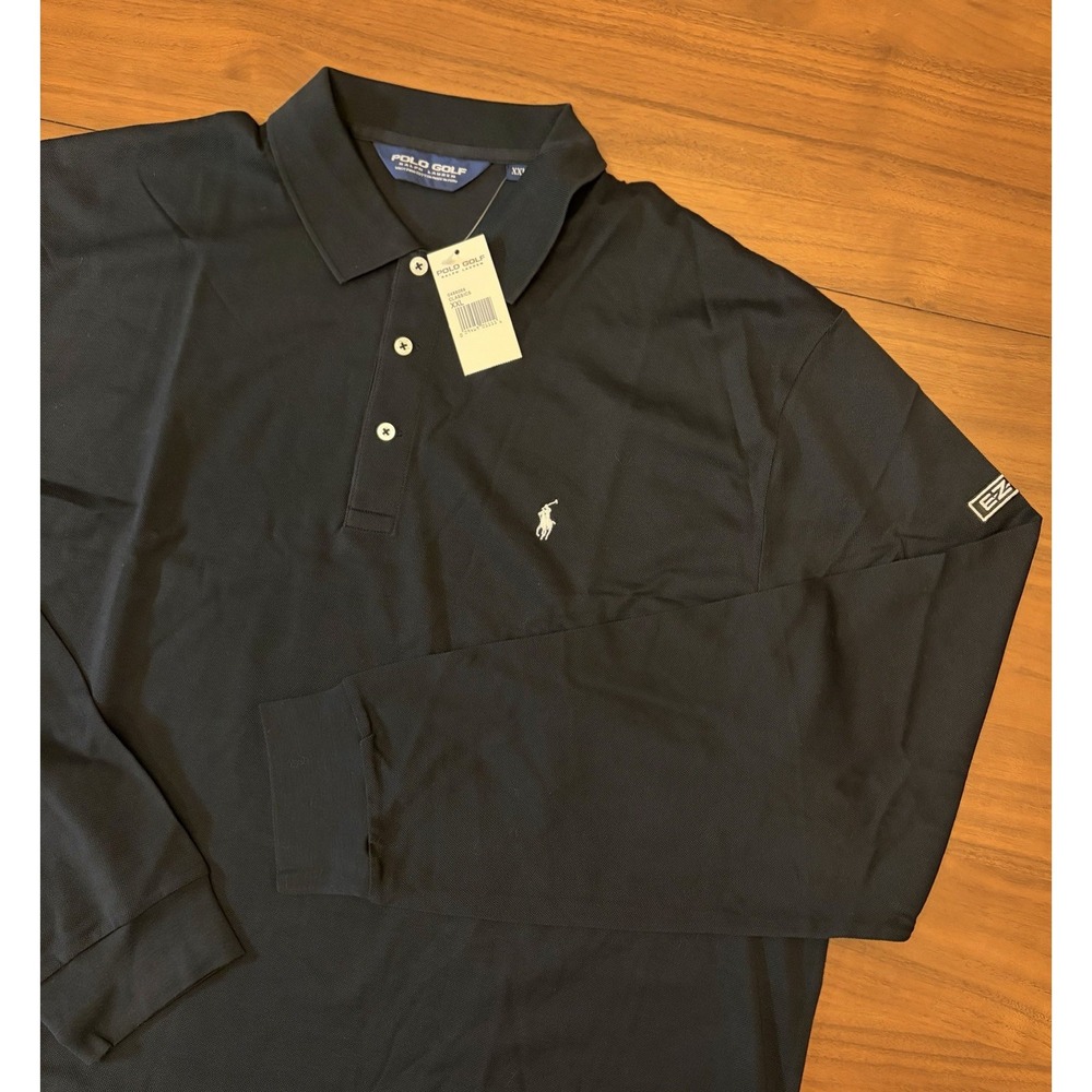 Vintage Polo Golf Ralph Lauren Polo Shirt EZ-GO NWT Mens 2XL Black Long Sleeve